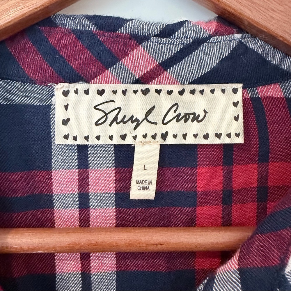 Sheryl Crow Plaid Shirt L Western Core Fringe Hem Embroidered Boho Festival - Picture 2 of 9
